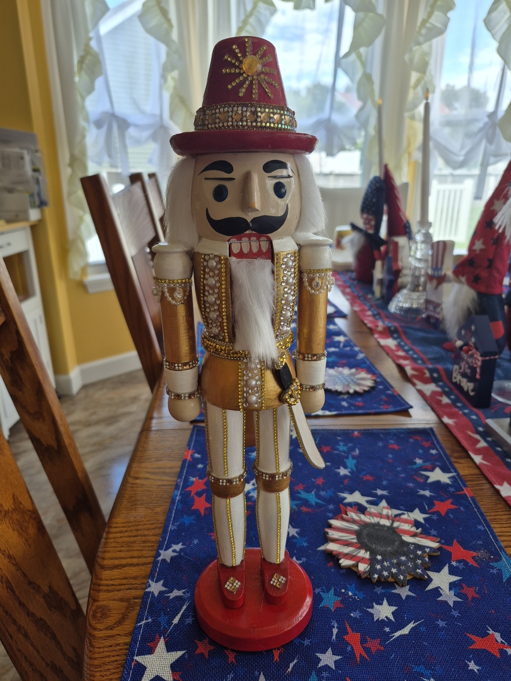 Gold and Red Bejeweled Nutcracker Figurine